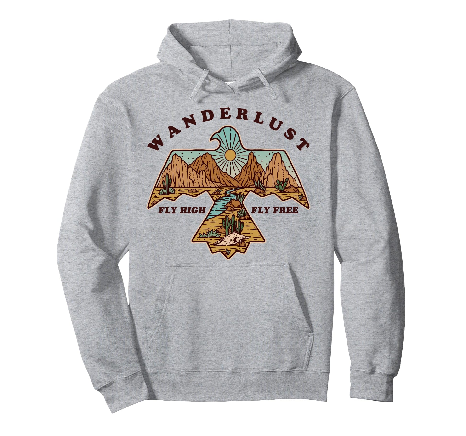 Wanderlust Fly High Fly Free Desert Boho Hoodie - Trendy Graphic Men Women - T-Shirt, Sweatshirt, Hoodie