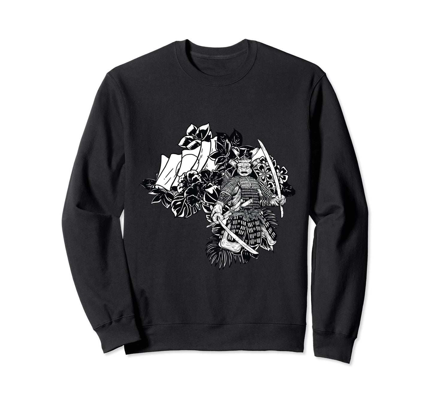 Japanese Samurai Black And White Sweatshirt - Custom Art Print for Adults - T-Shirt, Sweatshirt, Hoodie