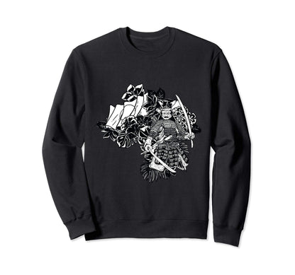 Japanese Samurai Black And White Sweatshirt - Custom Art Print for Adults - T-Shirt, Sweatshirt, Hoodie