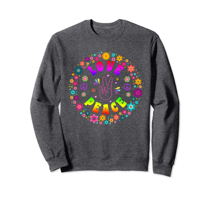 Peace Sign Love 60S 70S Hippie Costume Sweatshirt - Custom Art Print Unisex - T-Shirt, Sweatshirt, Hoodie