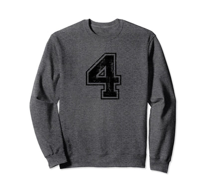 Number 4 Four Varsity Distressed Sweatshirt - Casual Everyday Wear Unisex - T-Shirt, Sweatshirt, Hoodie