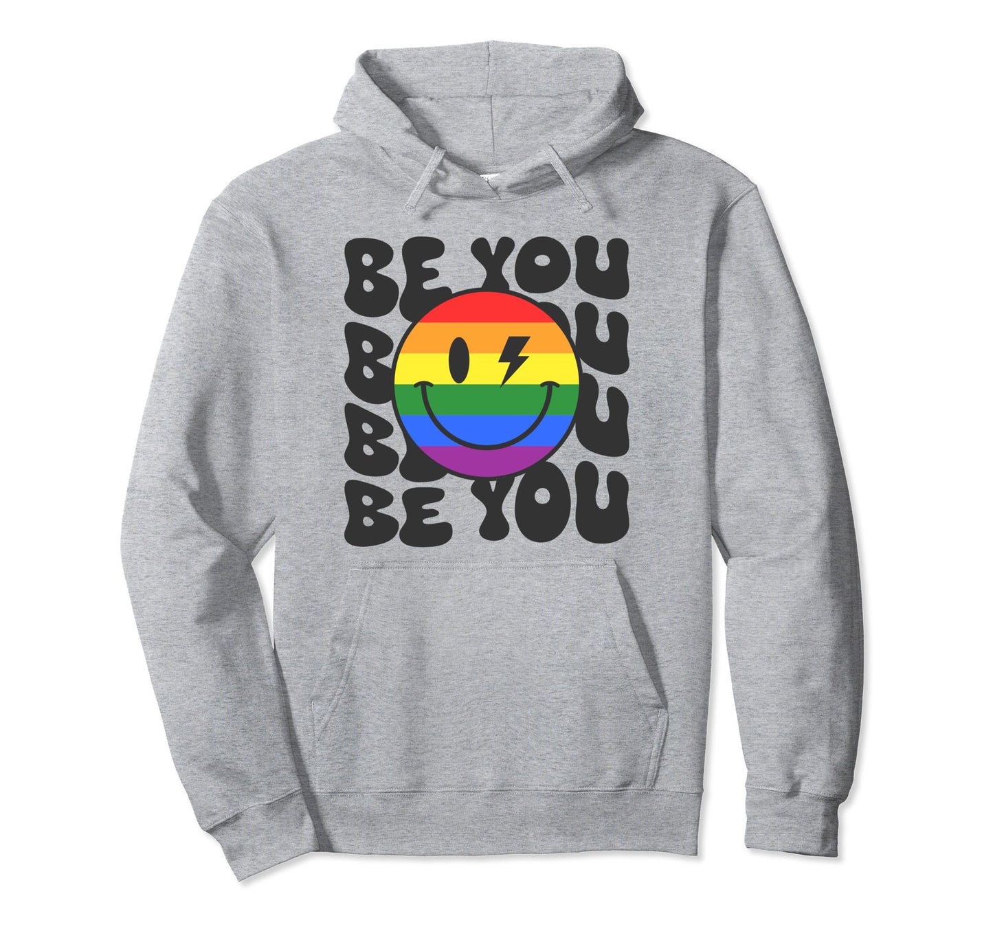 Be You Groovy Smile Face Hippie Lgbtq Hoodie - Streetwear Style for Adults - T-Shirt, Sweatshirt, Hoodie