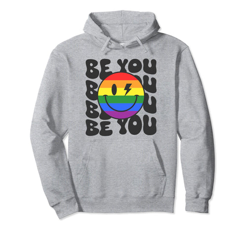 Be You Groovy Smile Face Hippie Lgbtq Hoodie - Streetwear Style for Adults - T-Shirt, Sweatshirt, Hoodie