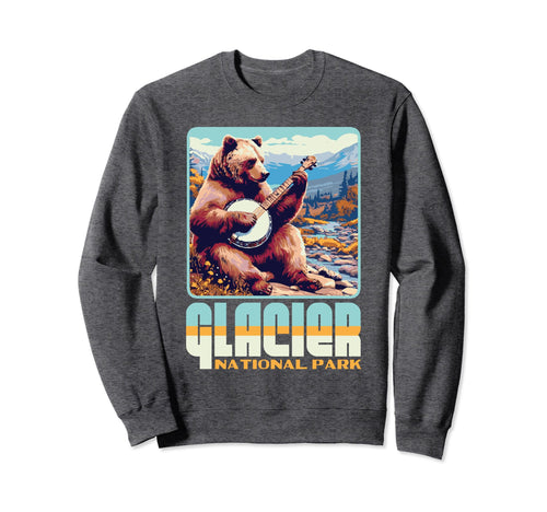 Glacier National Park Grizzly Bear Sweatshirt - Trendy Graphic Men Women - T-Shirt, Sweatshirt, Hoodie