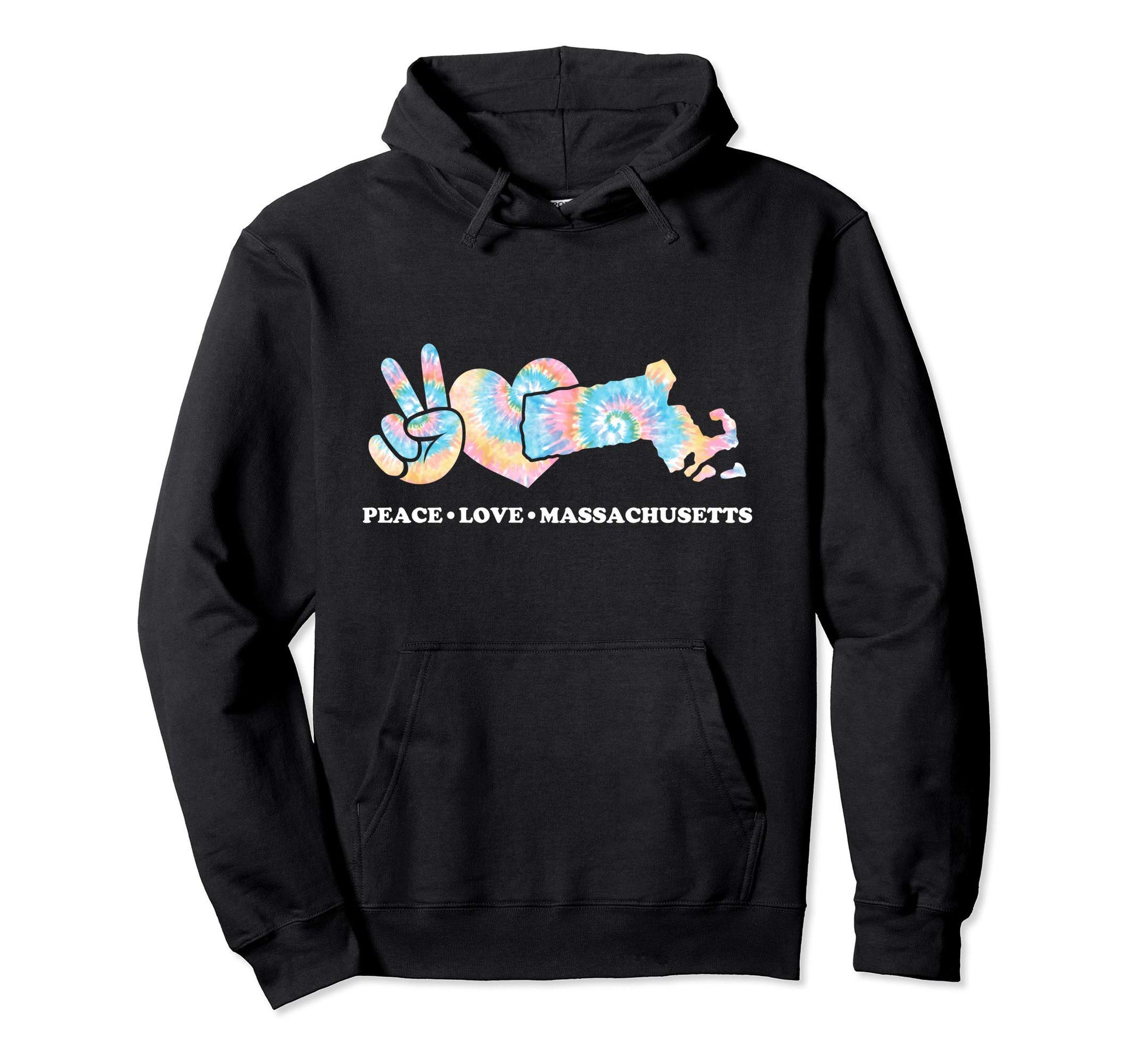 Peace Love Massachusetts Hoodie - Casual Everyday Wear for Adults - T-Shirt, Sweatshirt, Hoodie