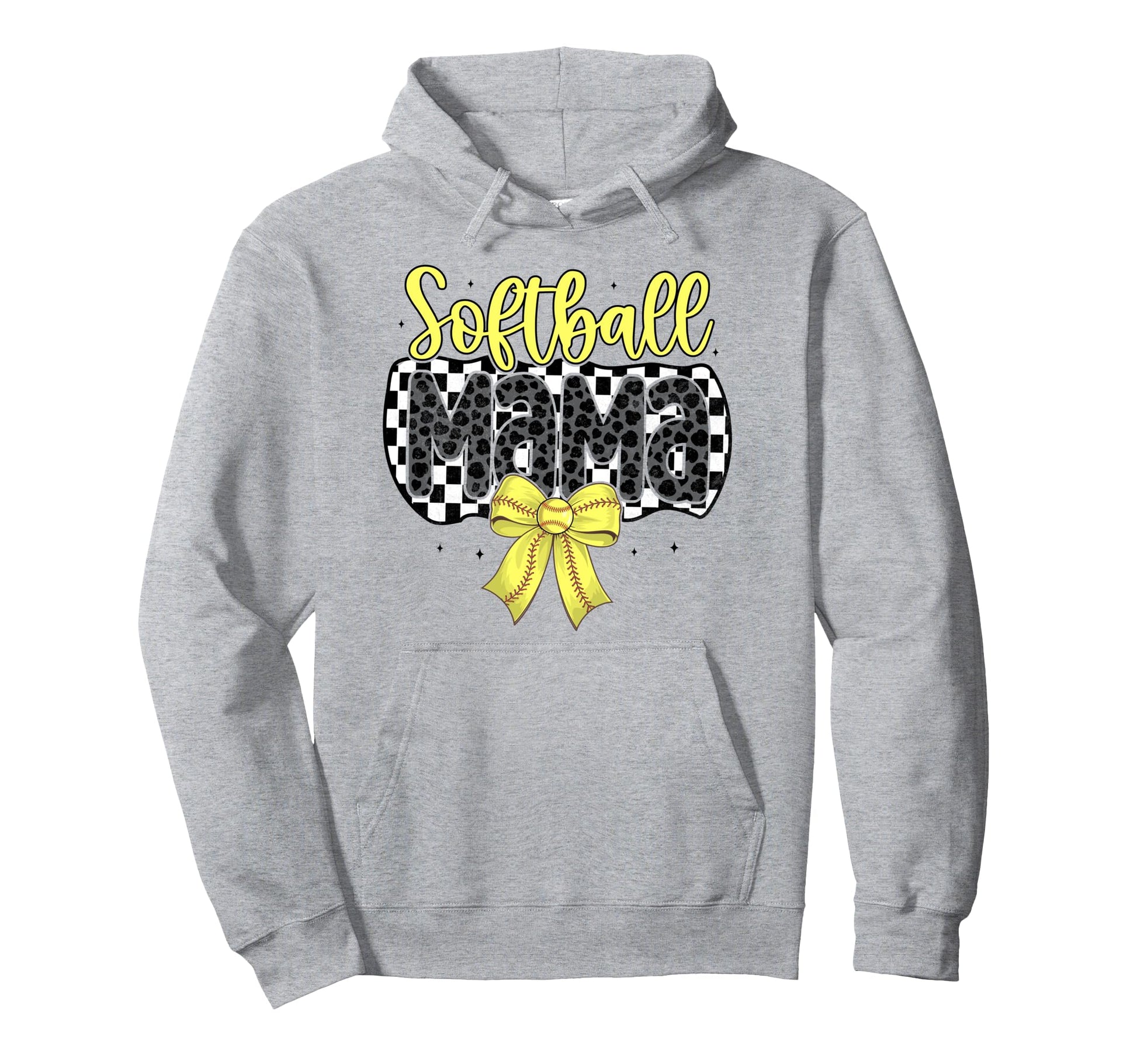 Softball Checkered Mama Coquette Hoodie - Fun Novelty Design for Adults - T-Shirt, Sweatshirt, Hoodie