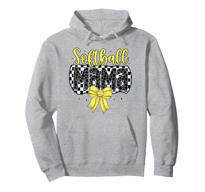 Softball Checkered Mama Coquette Hoodie - Fun Novelty Design for Adults - T-Shirt, Sweatshirt, Hoodie