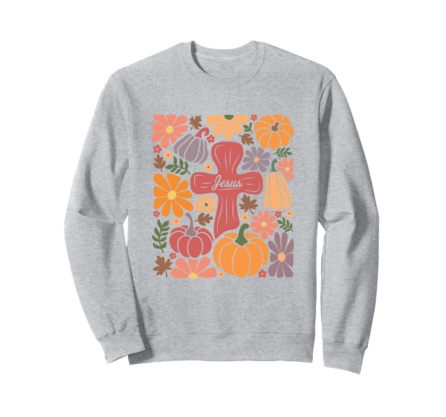 Jesus Christ Boho Fall Flower Sweatshirt - Fun Novelty Design Men Women - T-Shirt, Sweatshirt, Hoodie