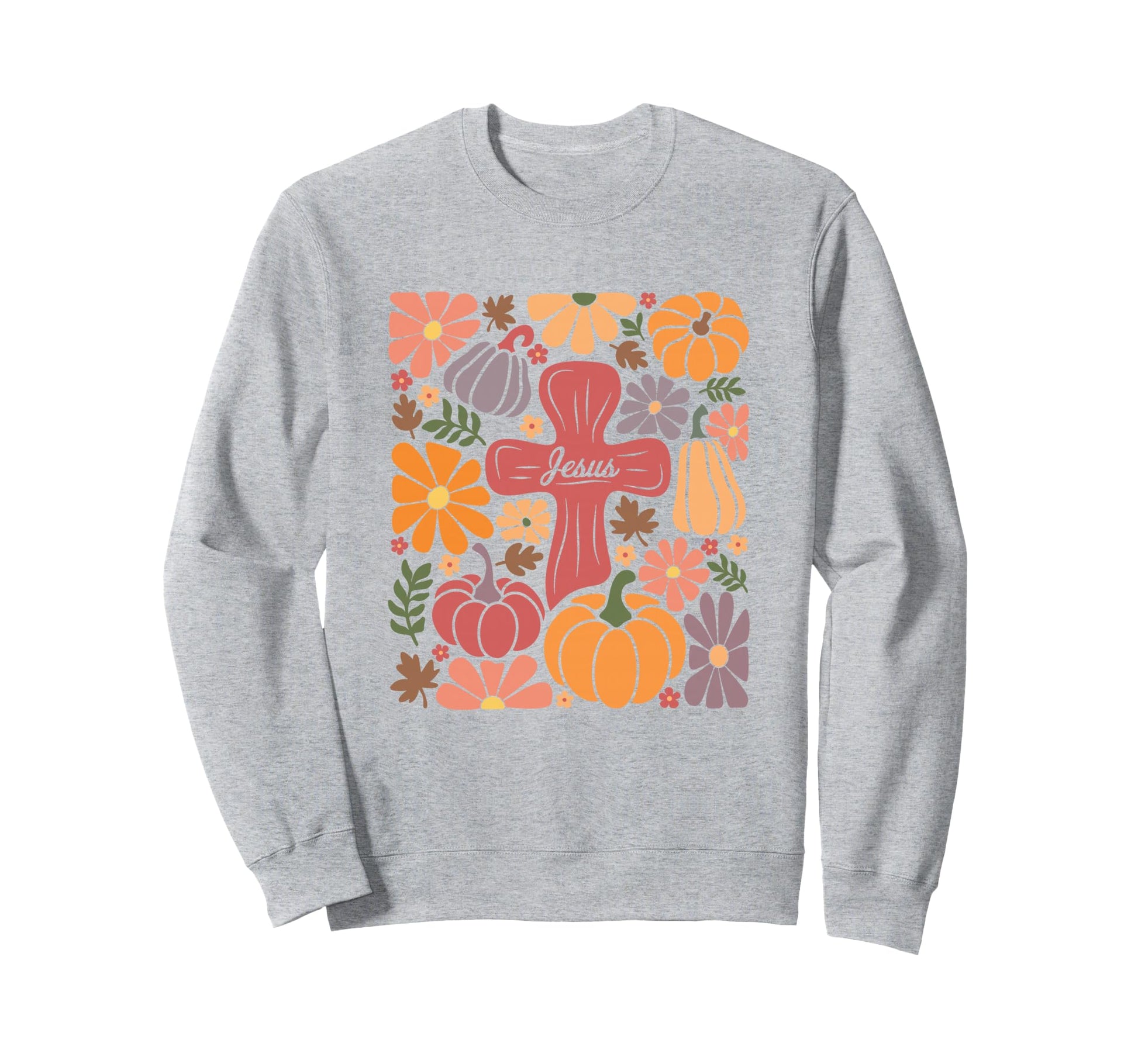 Jesus Christ Boho Fall Flower Sweatshirt - Fun Novelty Design Men Women - T-Shirt, Sweatshirt, Hoodie