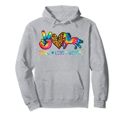 Peace Love Horses Teen Hoodie - Minimalist Print Men Women - T-Shirt, Sweatshirt, Hoodie