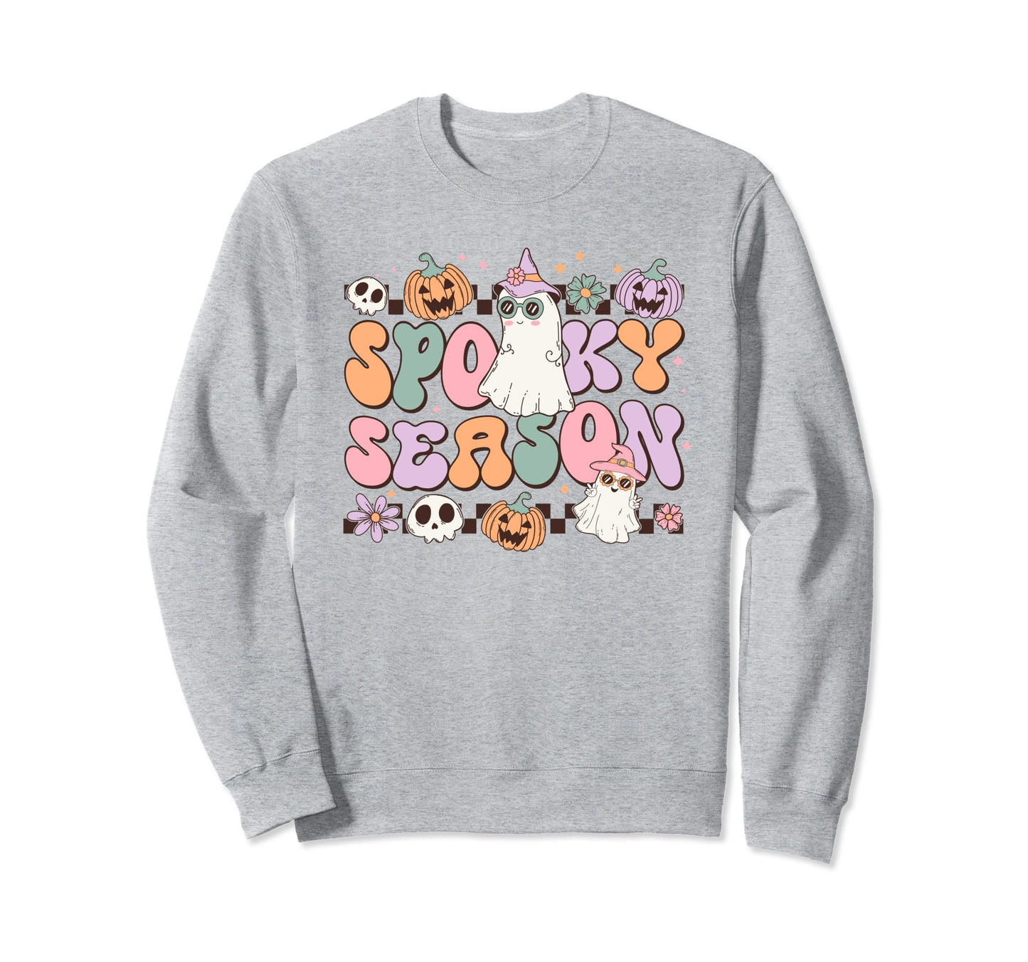Halloween Ghost Spooky Kawaii Sweatshirt - Minimalist Print for Adults - T-Shirt, Sweatshirt, Hoodie
