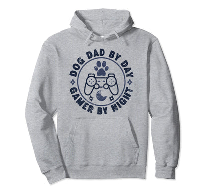 Dog Dad Day Gamer Night Video Games Hoodie - Casual Everyday Wear Unisex - T-Shirt, Sweatshirt, Hoodie