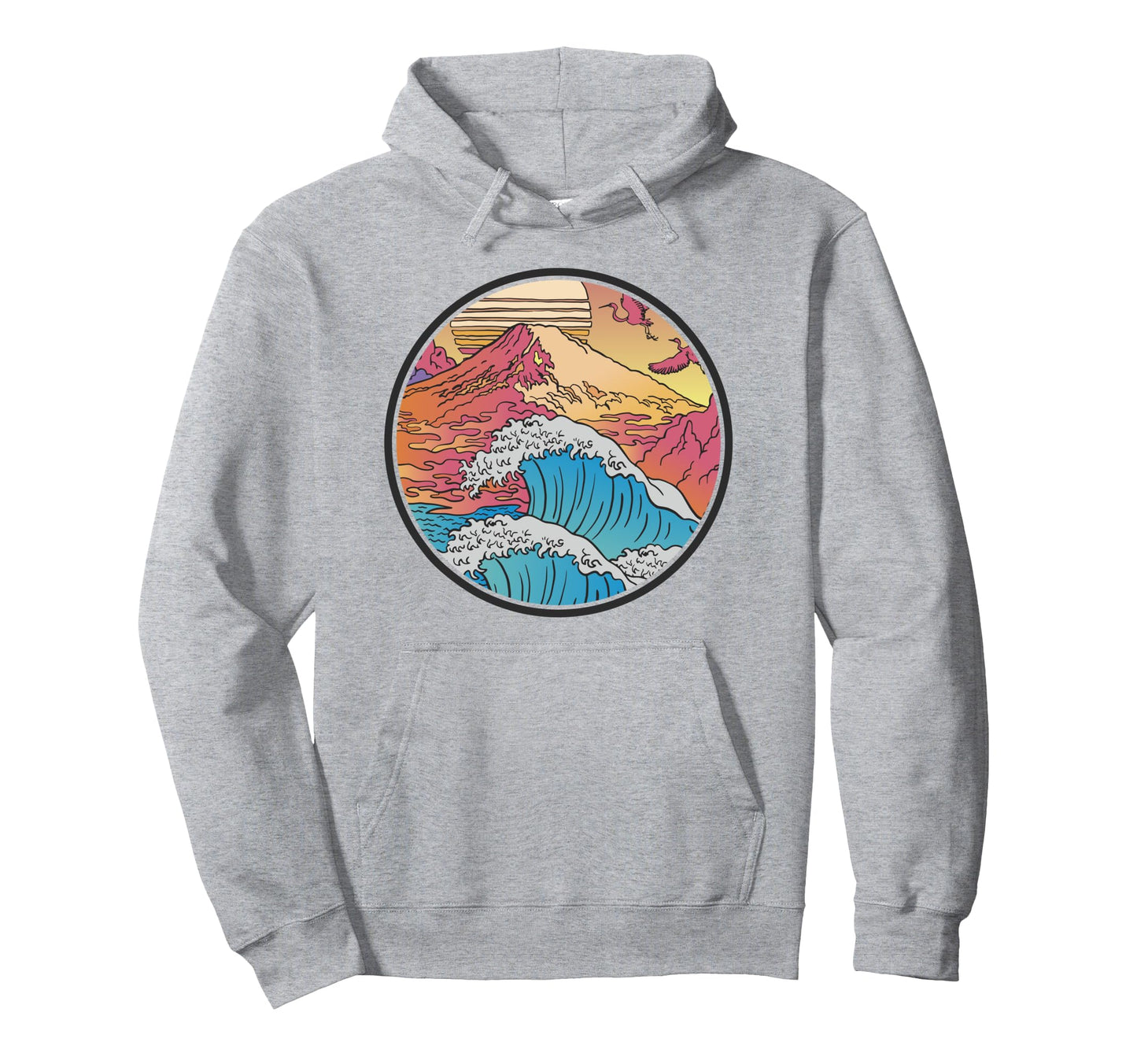 Japanese Waves Kanagawa Wave Mount Fuji Hoodie - Trendy Graphic Unisex - T-Shirt, Sweatshirt, Hoodie