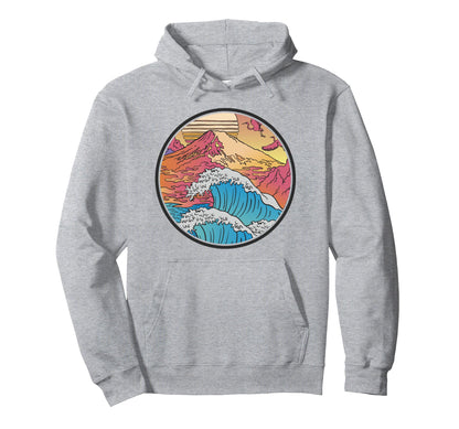 Japanese Waves Kanagawa Wave Mount Fuji Hoodie - Trendy Graphic Unisex - T-Shirt, Sweatshirt, Hoodie