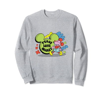Mickey Mouse Peace Love Mickey Sweatshirt - Aesthetic Graphic for Adults - T-Shirt, Sweatshirt, Hoodie