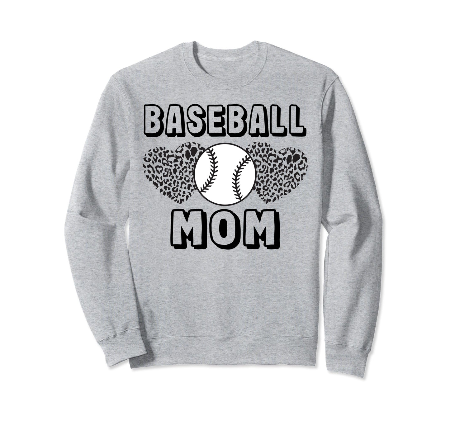 Baseball Mom Leopard Heart Game Day Sweatshirt - Graphic Print Unisex - T-Shirt, Sweatshirt, Hoodie