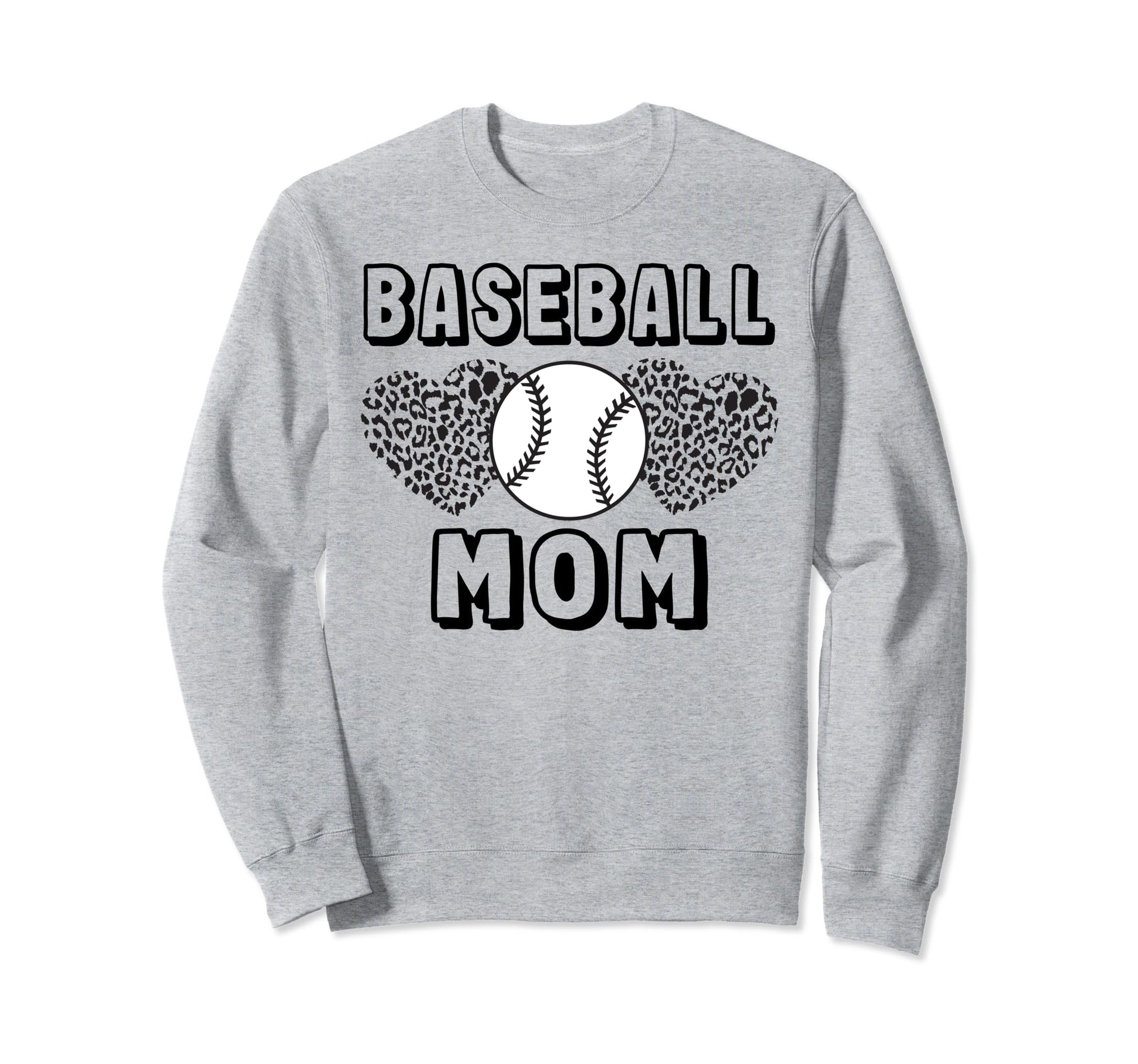 Baseball Mom Leopard Heart Game Day Sweatshirt - Graphic Print Unisex - T-Shirt, Sweatshirt, Hoodie