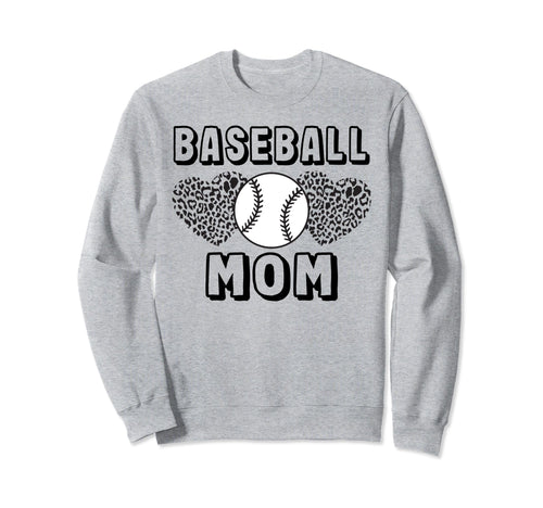 Baseball Mom Leopard Heart Game Day Sweatshirt - Graphic Print Unisex - T-Shirt, Sweatshirt, Hoodie