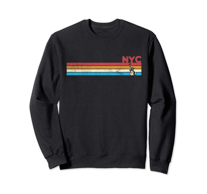 70S Rainbow Stripe Nyc Statue Sweatshirt - Novelty Apparel Men Women - T-Shirt, Sweatshirt, Hoodie