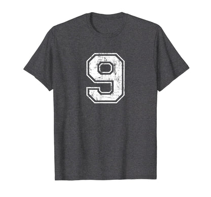 Number 9 Nine Varsity Distressed Sport T-Shirt - Novelty Apparel Men Women - T-Shirt, Sweatshirt, Hoodie