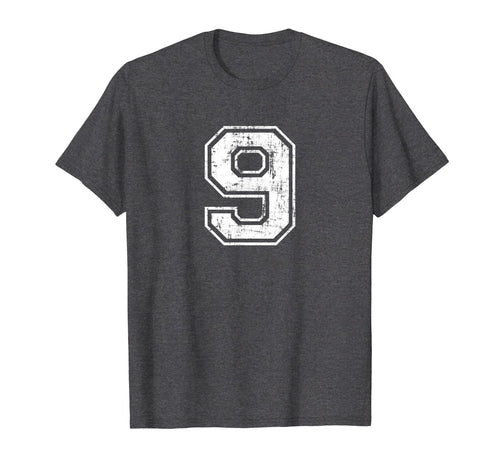 Number 9 Nine Varsity Distressed Sport T-Shirt - Novelty Apparel Men Women - T-Shirt, Sweatshirt, Hoodie