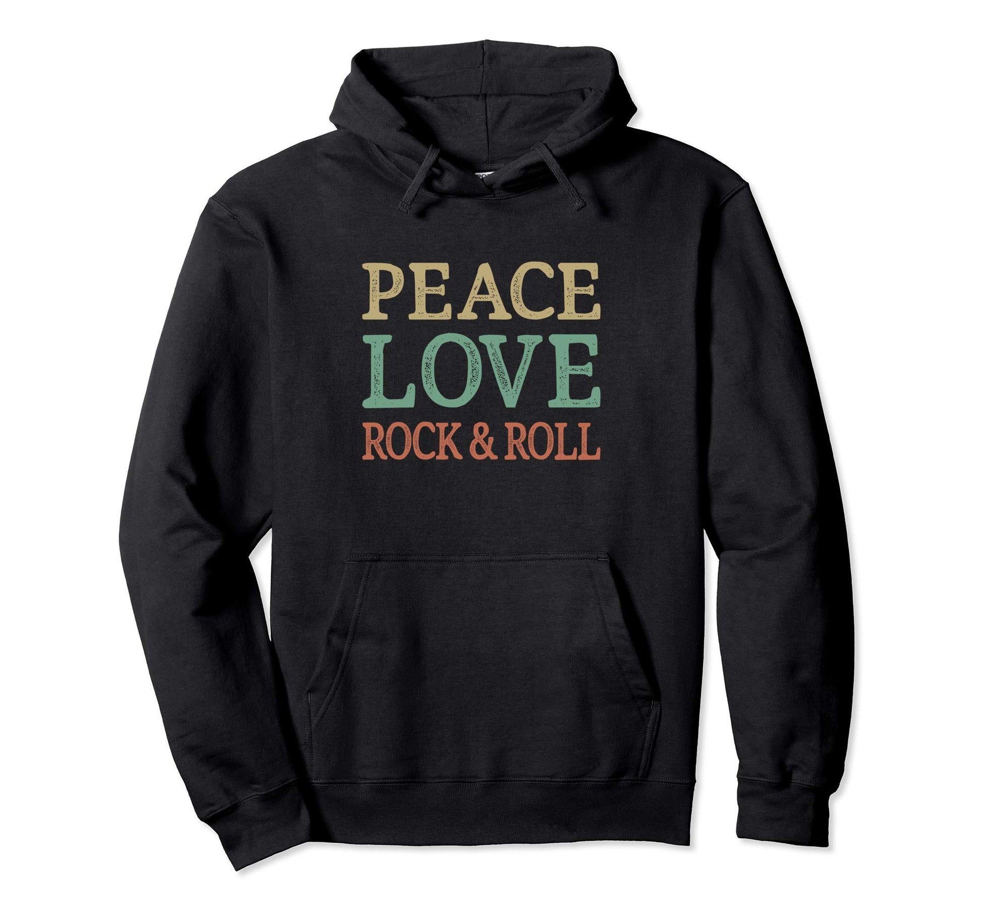 Peace Love Rock Roll Hoodie - Unique Graphic Men Women - T-Shirt, Sweatshirt, Hoodie