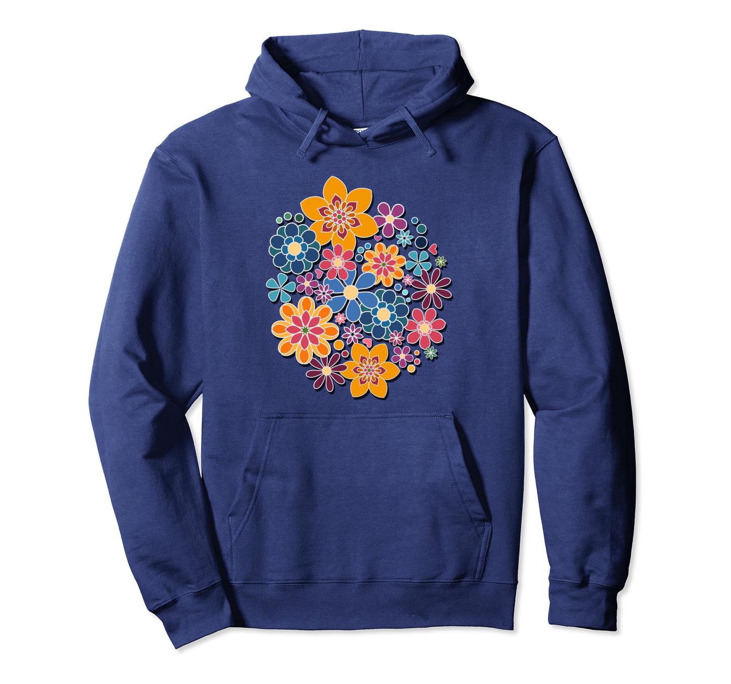 Colorful Hand Drawn Floral Boho Hoodie - Trendy Graphic Men Women - T-Shirt, Sweatshirt, Hoodie