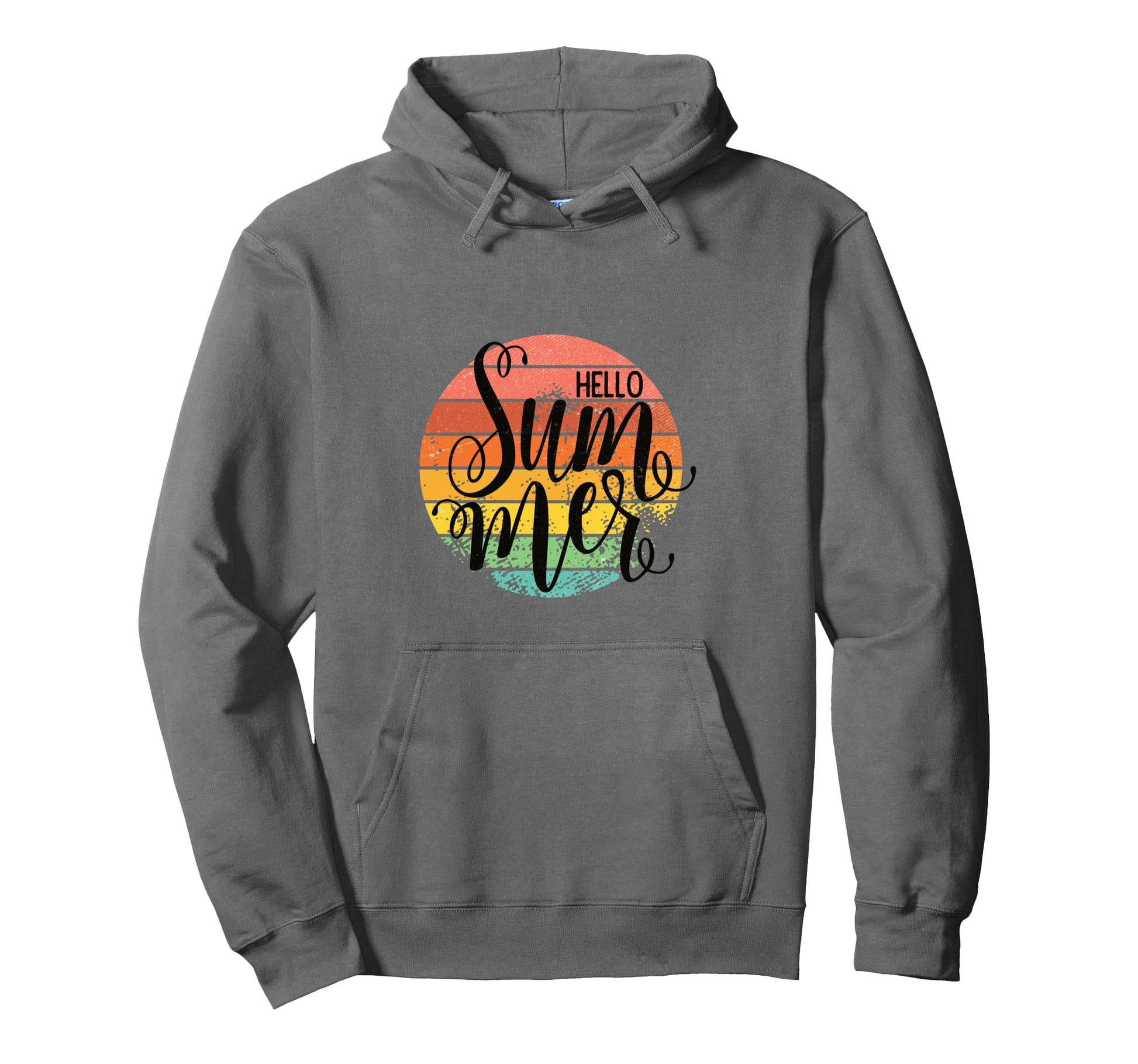 Hello Summer Distressed Rainbow Fun Hoodie - Fun Novelty Design Men Women - T-Shirt, Sweatshirt, Hoodie
