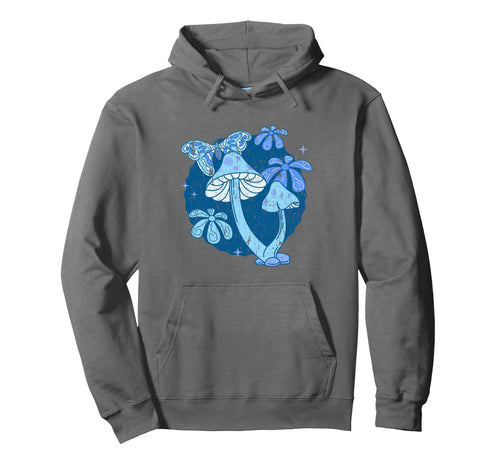 Mushroom Lover Groovy Boho Blue Hippie Hoodie - Casual Everyday Wear Unisex - T-Shirt, Sweatshirt, Hoodie