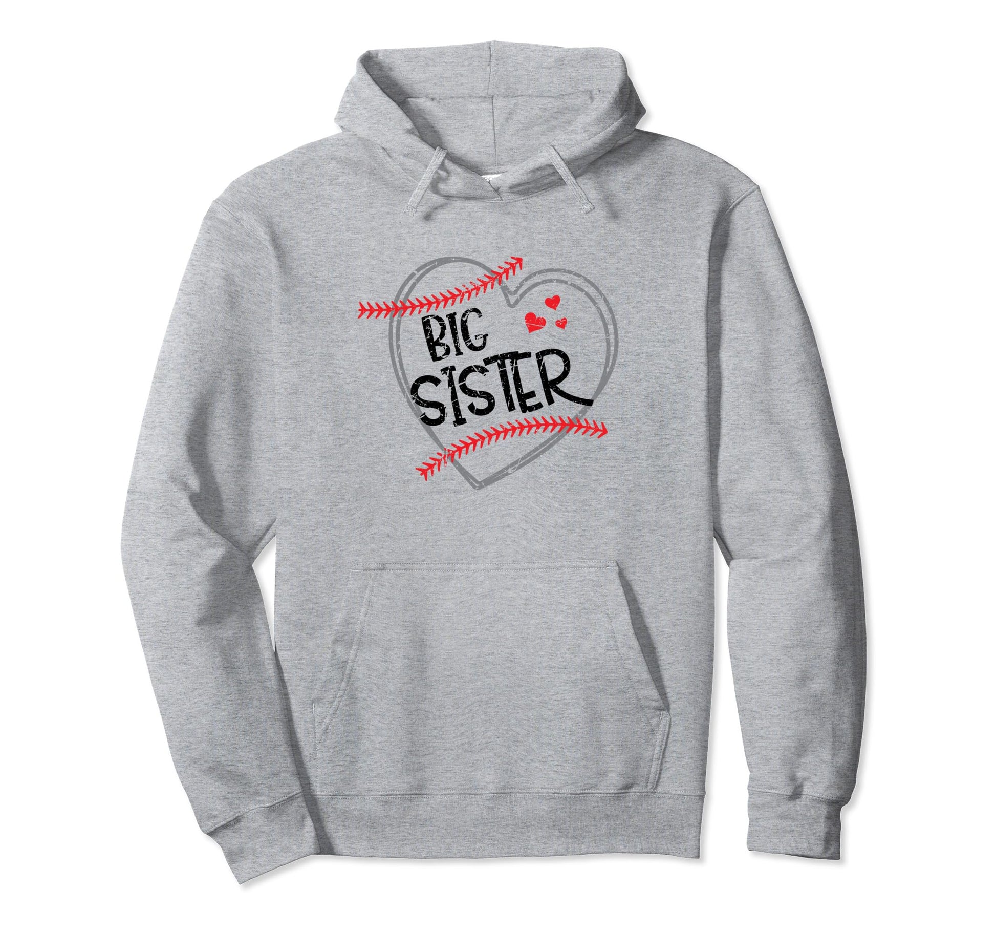 Big Sister Baseball Heart Funny Sporty Hoodie - Unique Graphic Unisex - T-Shirt, Sweatshirt, Hoodie