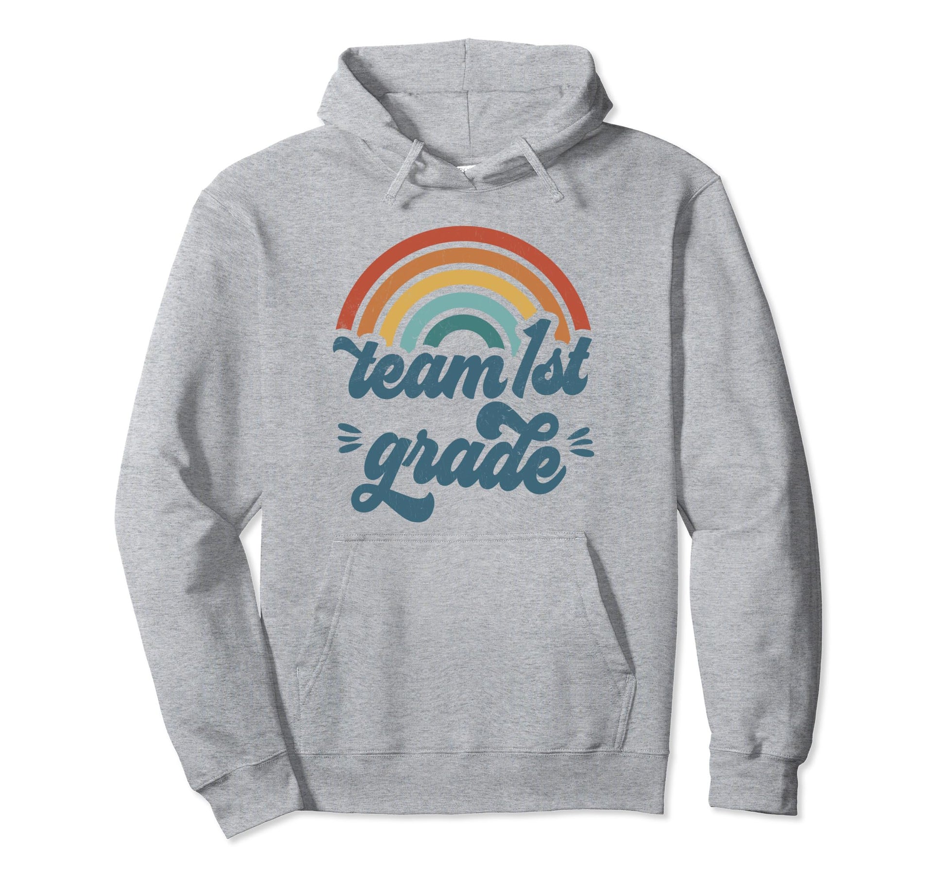 Team 1St Grade Groovy Rainbow First Day Hoodie - Graphic Print Unisex - T-Shirt, Sweatshirt, Hoodie