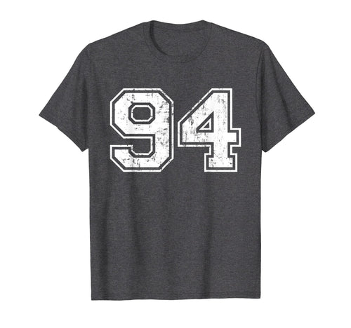 Number 94 Varsity Distressed Sports Team T-Shirt - Trendy Graphic Unisex - T-Shirt, Sweatshirt, Hoodie