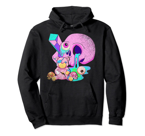 Scary Teddy Bear Skull Anime Manga Hoodie - Aesthetic Graphic Men Women - T-Shirt, Sweatshirt, Hoodie