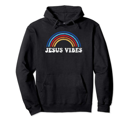 Jesus Vibes Rainbow Christian Gift Hoodie - Novelty Apparel for Adults - T-Shirt, Sweatshirt, Hoodie