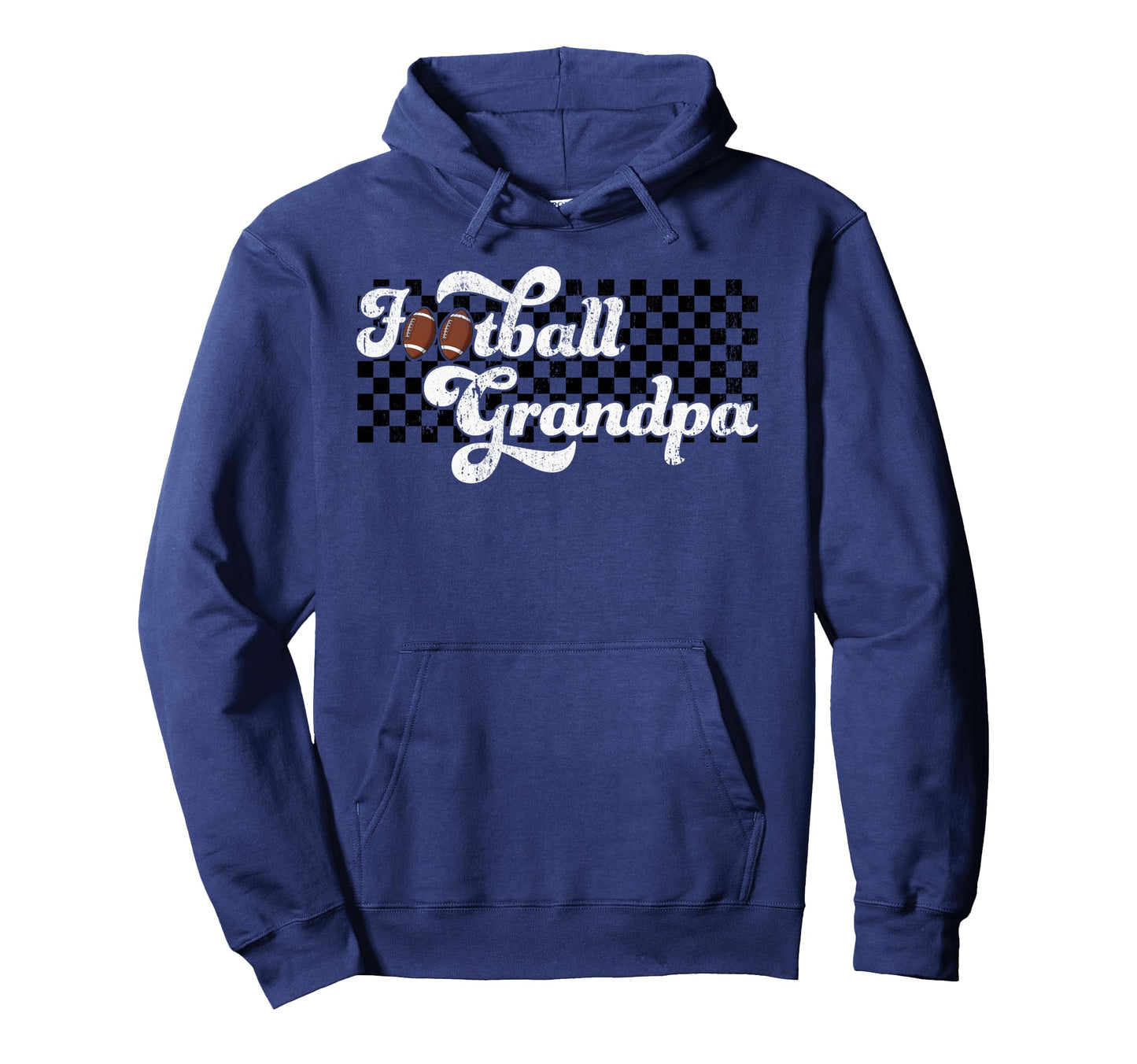 Football Grandpa Checkered Game Fathers Hoodie - Novelty Apparel Men Women - T-Shirt, Sweatshirt, Hoodie
