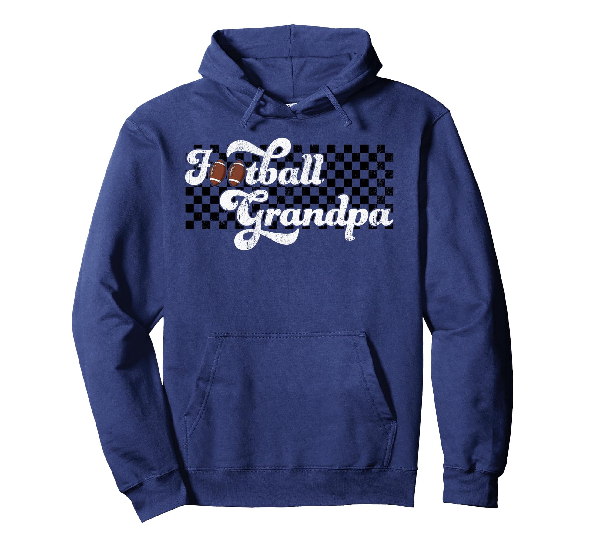 Football Grandpa Checkered Game Fathers Hoodie - Novelty Apparel Men Women - T-Shirt, Sweatshirt, Hoodie