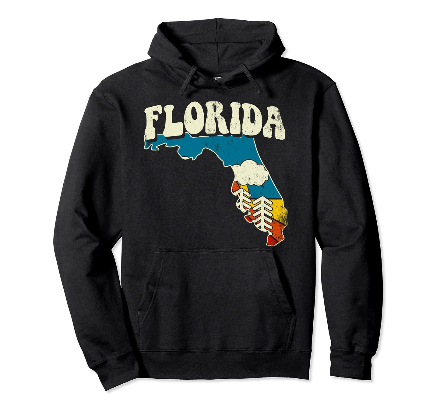 Florida State Rainbow Hippie 70S Map Hoodie - Trendy Graphic for Adults - T-Shirt, Sweatshirt, Hoodie