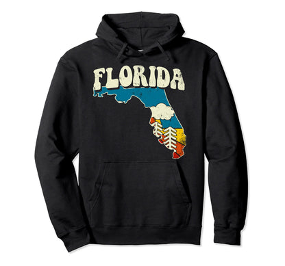 Florida State Rainbow Hippie 70S Map Hoodie - Trendy Graphic for Adults - T-Shirt, Sweatshirt, Hoodie