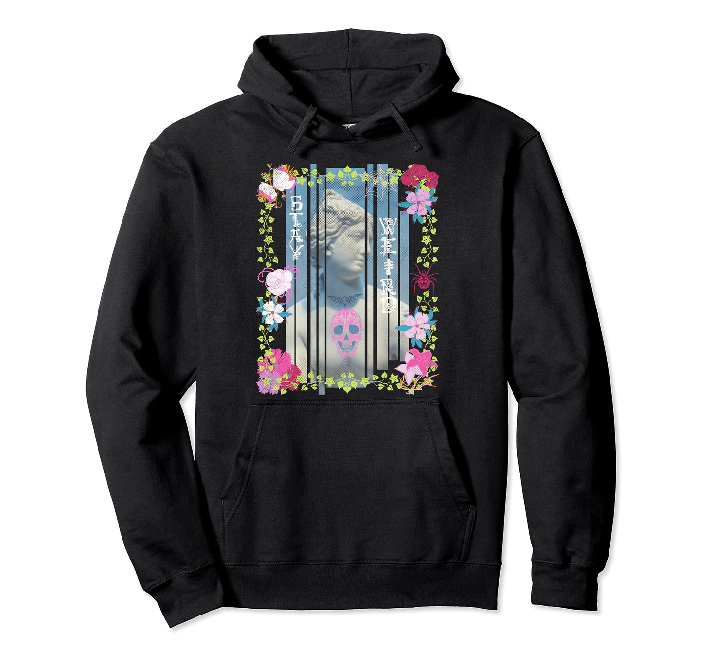 Stay Weird Creepy Pastel Goth Distressed Hoodie - Minimalist Print Unisex - T-Shirt, Sweatshirt, Hoodie