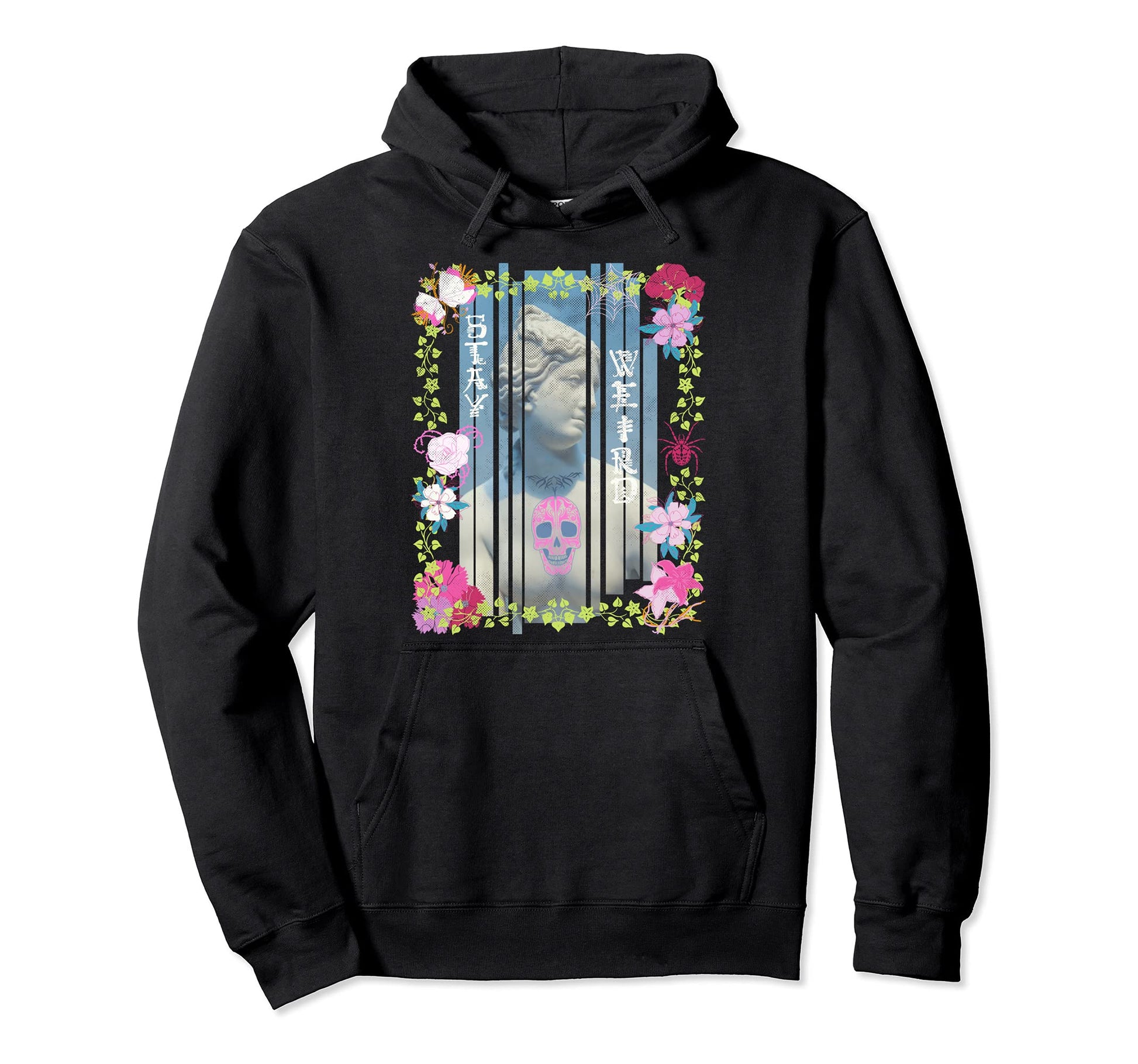 Stay Weird Creepy Pastel Goth Distressed Hoodie - Minimalist Print Unisex - T-Shirt, Sweatshirt, Hoodie