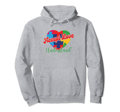 Accept Love Understand Autism Month Hoodie - Custom Art Print Unisex - T-Shirt, Sweatshirt, Hoodie