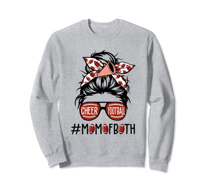 Messy Hair Cheer Football Mom Both Sweatshirt - Aesthetic Graphic Unisex - T-Shirt, Sweatshirt, Hoodie