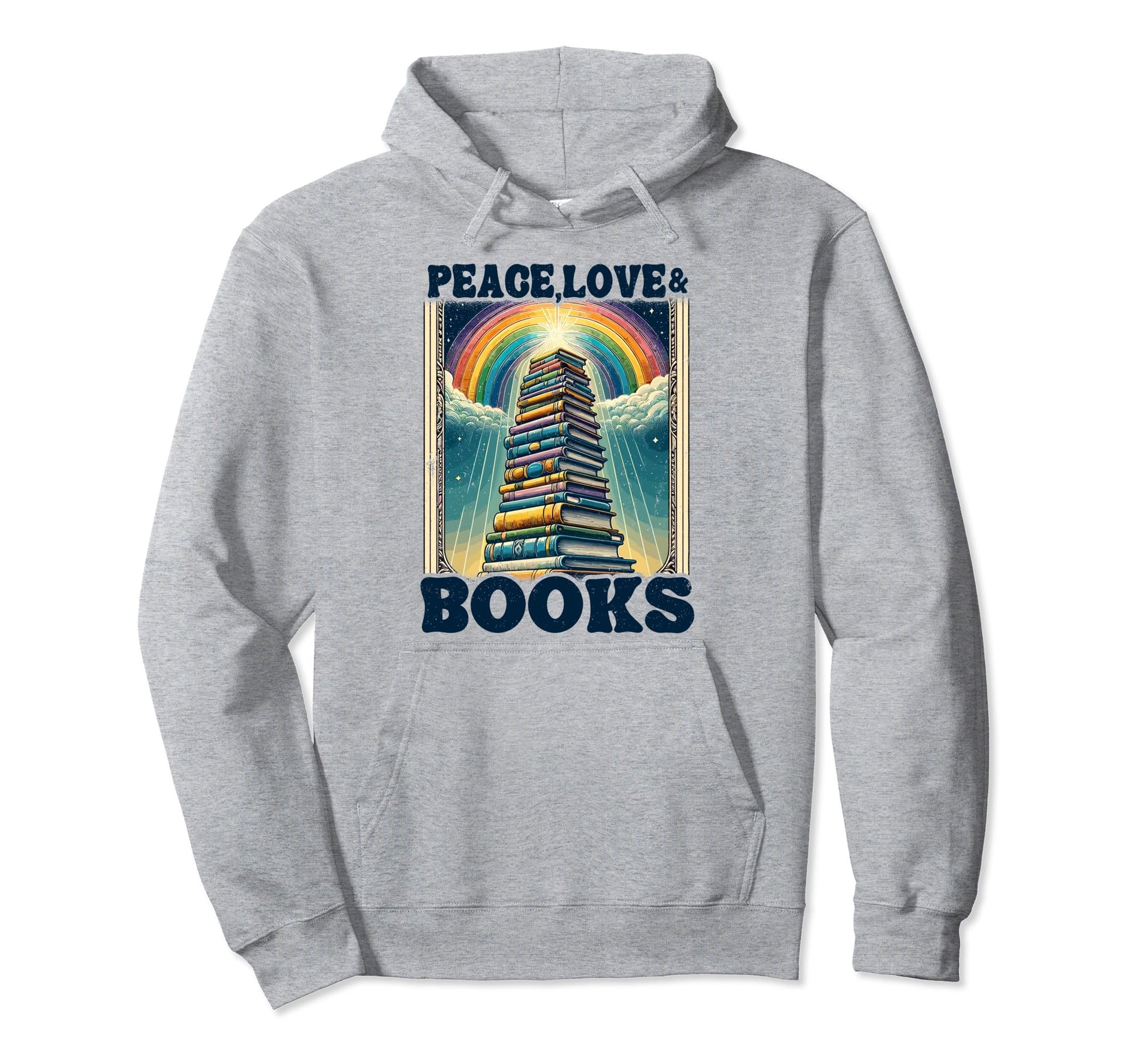 Peace Love Books Book Reading Bookworm Hoodie - Custom Art Print Men Women - T-Shirt, Sweatshirt, Hoodie