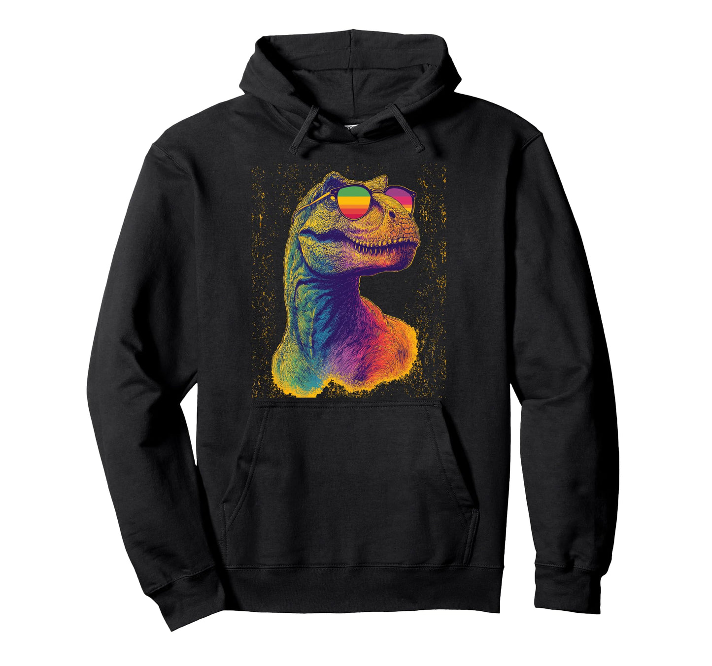 Rainbow Dino Shades Hoodie - Novelty Apparel Unisex - T-Shirt, Sweatshirt, Hoodie