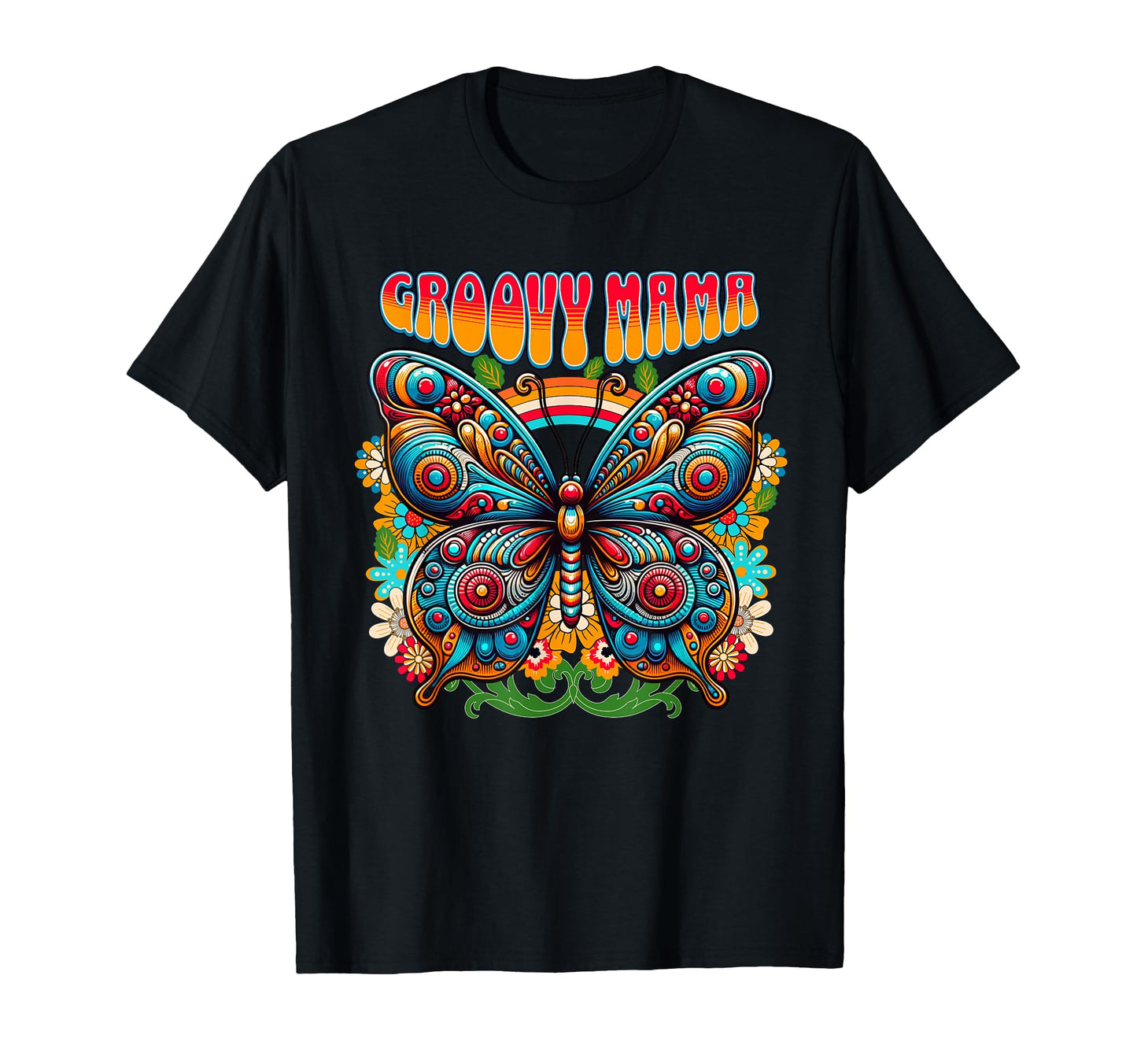 Groovy Mama Colorful Butterfly Boho Art T-Shirt - Unique Graphic for Adults - T-Shirt, Sweatshirt, Hoodie