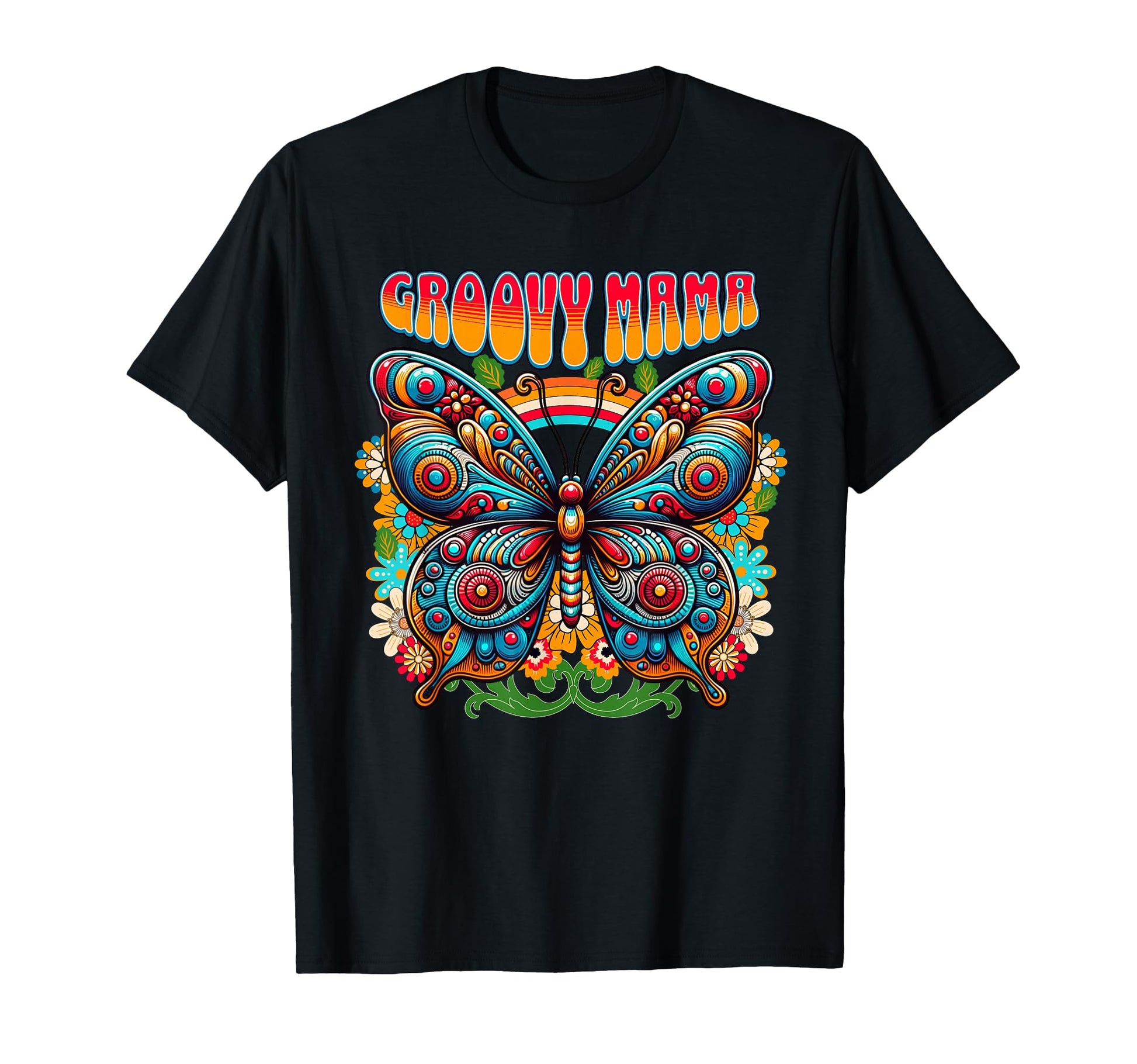 Groovy Mama Colorful Butterfly Boho Art T-Shirt - Unique Graphic for Adults - T-Shirt, Sweatshirt, Hoodie