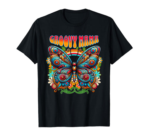 Groovy Mama Colorful Butterfly Boho Art T-Shirt - Unique Graphic for Adults - T-Shirt, Sweatshirt, Hoodie