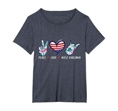 Peace Love West Virginia Flag Grown T-Shirt - Casual Everyday Wear Unisex - T-Shirt, Sweatshirt, Hoodie