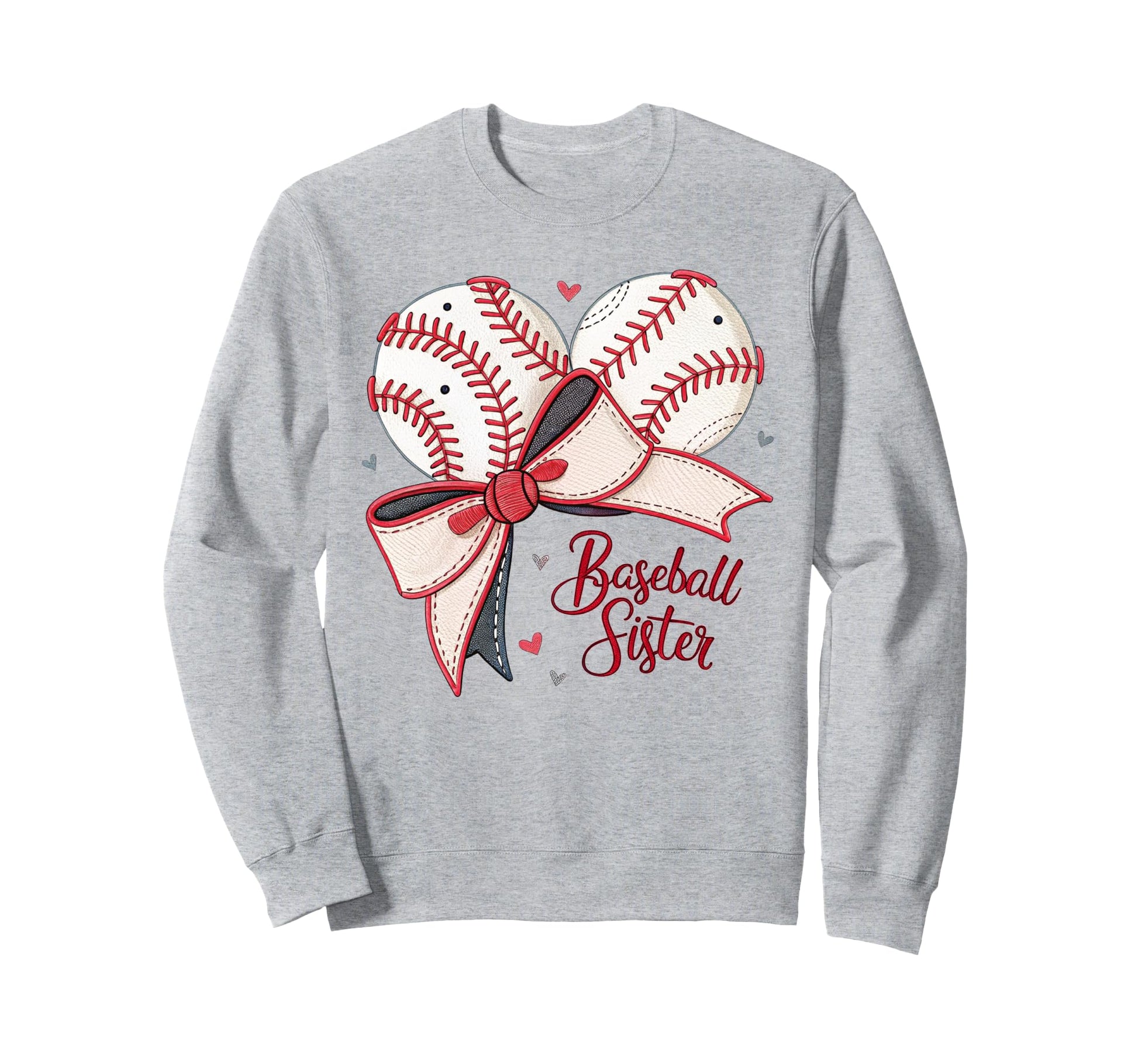 Baseball Sister Coquette Bow Cheer Sweatshirt - Graphic Print for Adults - T-Shirt, Sweatshirt, Hoodie
