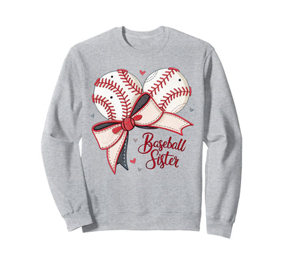 Baseball Sister Coquette Bow Cheer Sweatshirt - Graphic Print for Adults - T-Shirt, Sweatshirt, Hoodie